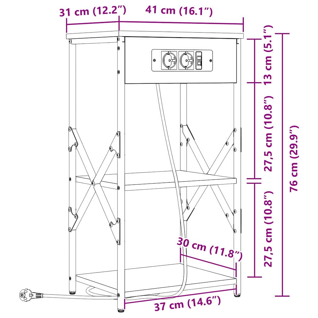 Noćni ormar Sonoma hrast 41 x 31 x 76 cm Konstruirano drvo