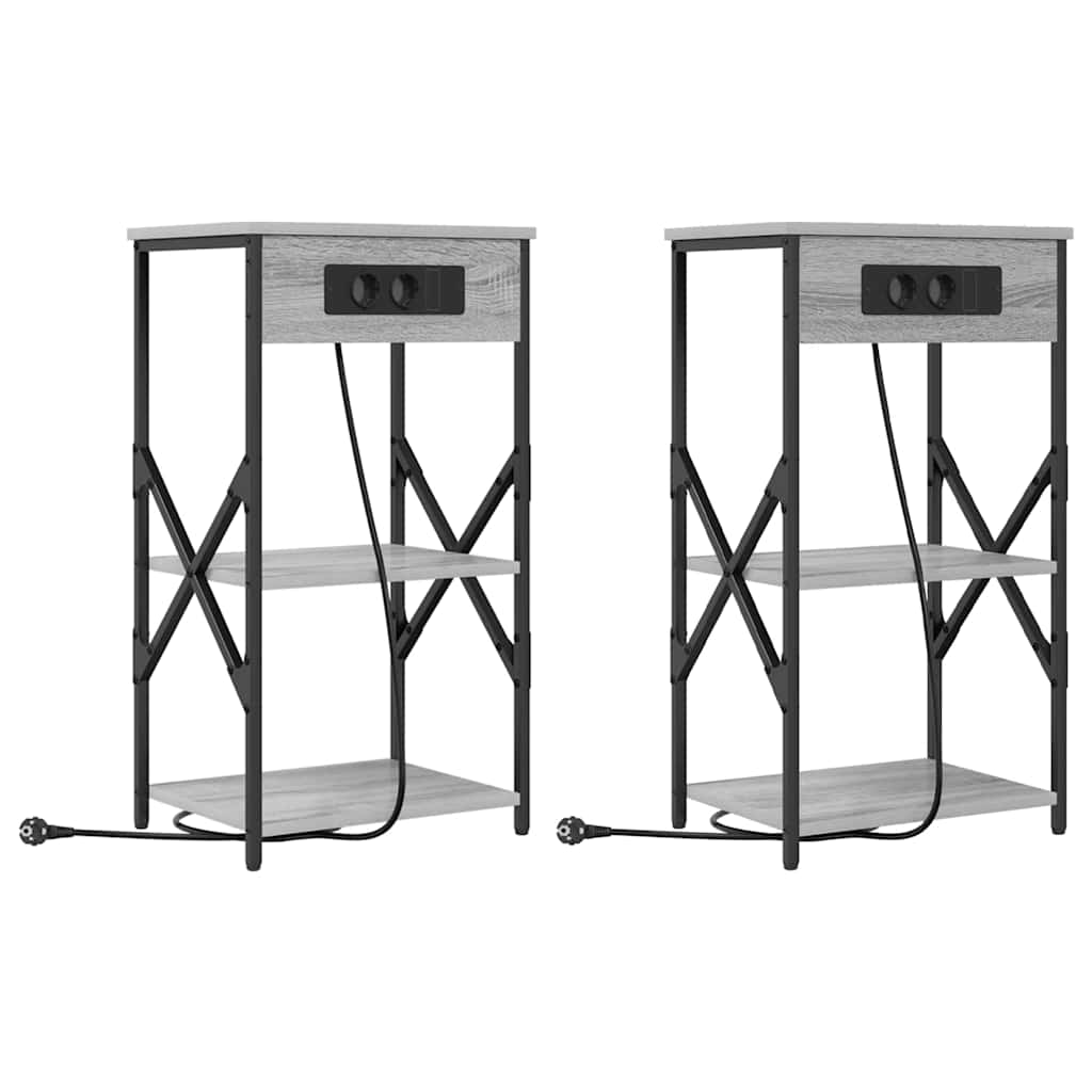 Noćni ormar 2 pcs Siva Sonoma 41 x 31 x 76 cm Konstruirano drvo