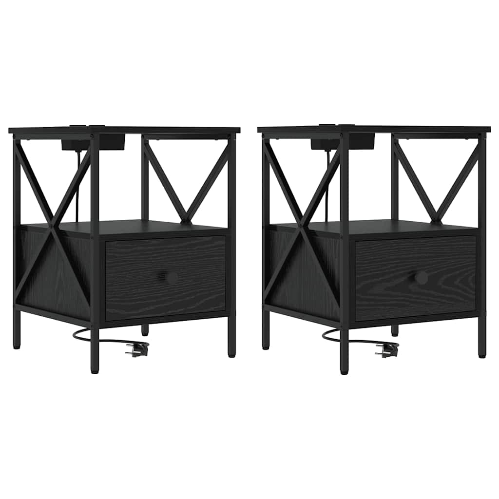 Noćni ormar s ladicama 2 pcs Crni hrast 41,5 x 40,5 x 55 cm
