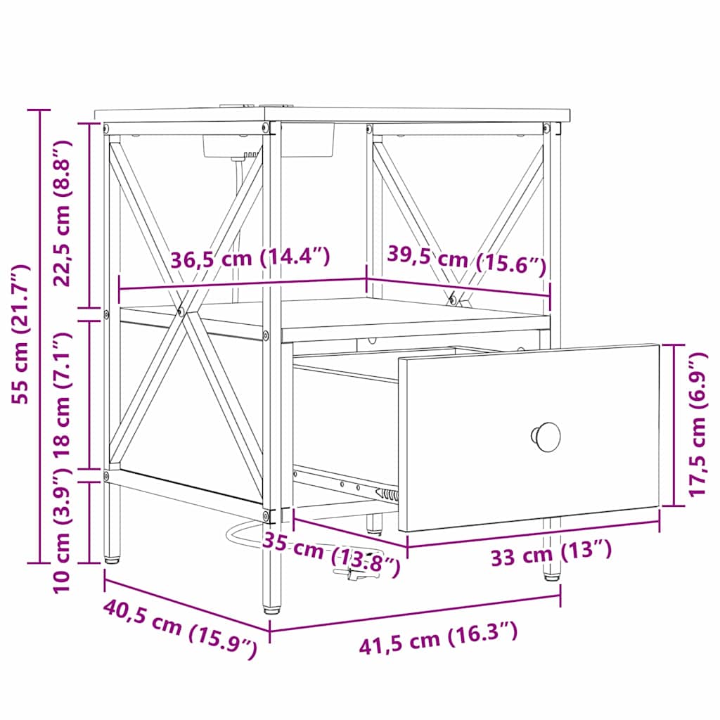 Noćni ormar Sonoma hrast 41,5 x 40,5 x 55 cm Konstruirano drvo