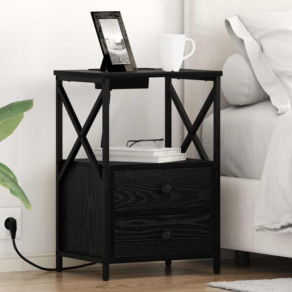 Noćni ormar 2 pcs Crni hrast 40 x 31 x 60 cm Konstruirano drvo