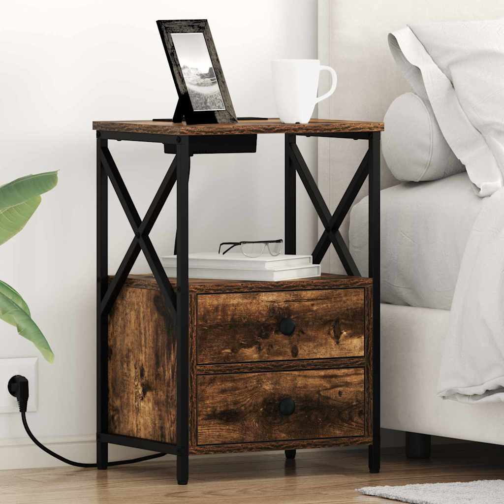 Noćni ormar s ladicama 2 pcs Dimljeni hrast 40 x 31 x 60 cm