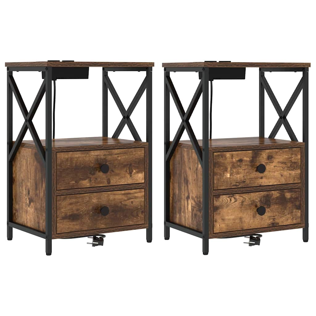Noćni ormar s ladicama 2 pcs Dimljeni hrast 40 x 31 x 60 cm