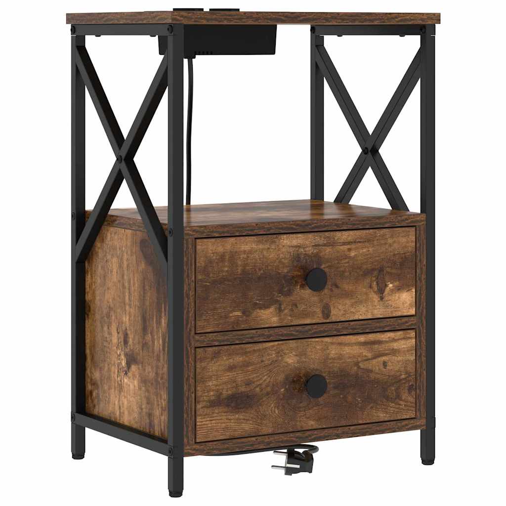 Noćni ormar s ladicama 2 pcs Dimljeni hrast 40 x 31 x 60 cm