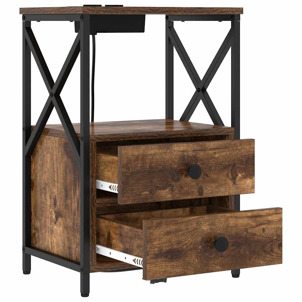 Noćni ormar s ladicama 2 pcs Dimljeni hrast 40 x 31 x 60 cm