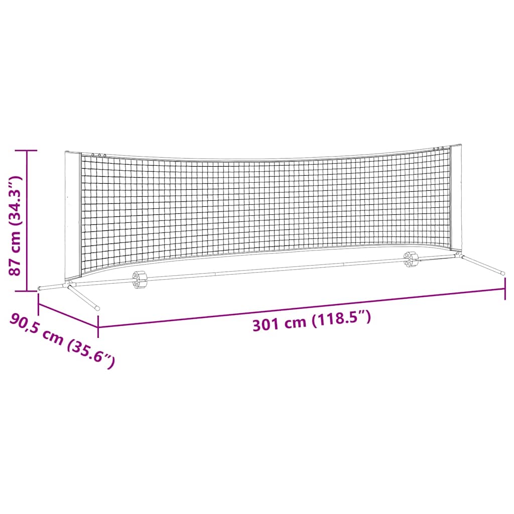 Teniska mreža Crna i crvena 301 x 90,5 x 87 cm Poliester
