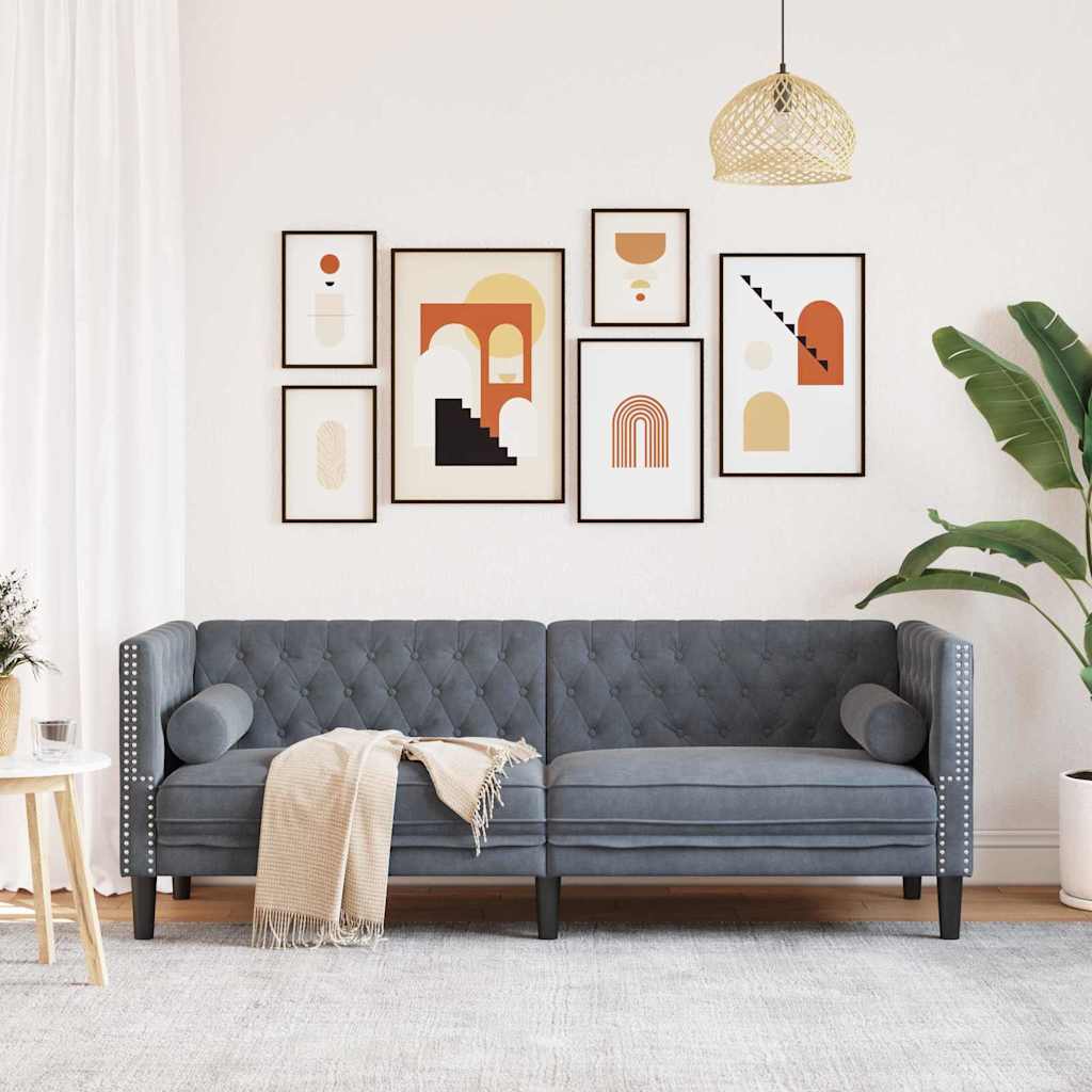 Sofa Tamno siva 194 x 74,5 x 70,5 cm Baršun