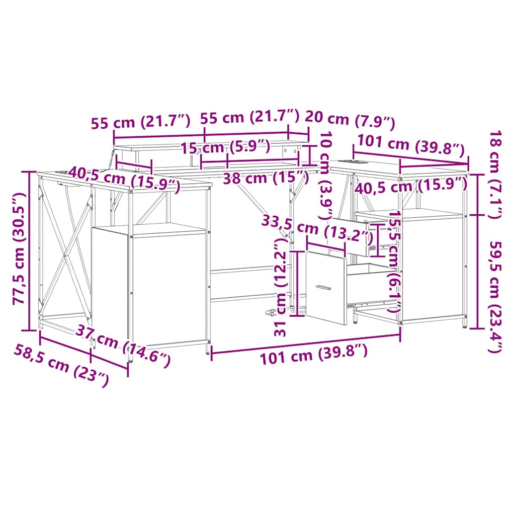 Stol Siva Sonoma 182 x 101 x 87,5 cm Konstruirano drvo