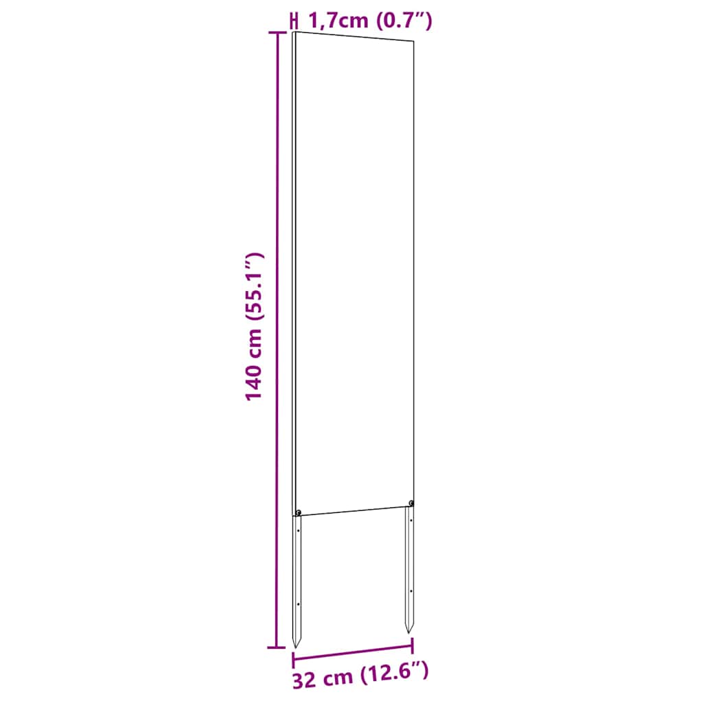 Privatnost u vrtu Antracit 32 x 140 cm Hladno valjana čelična