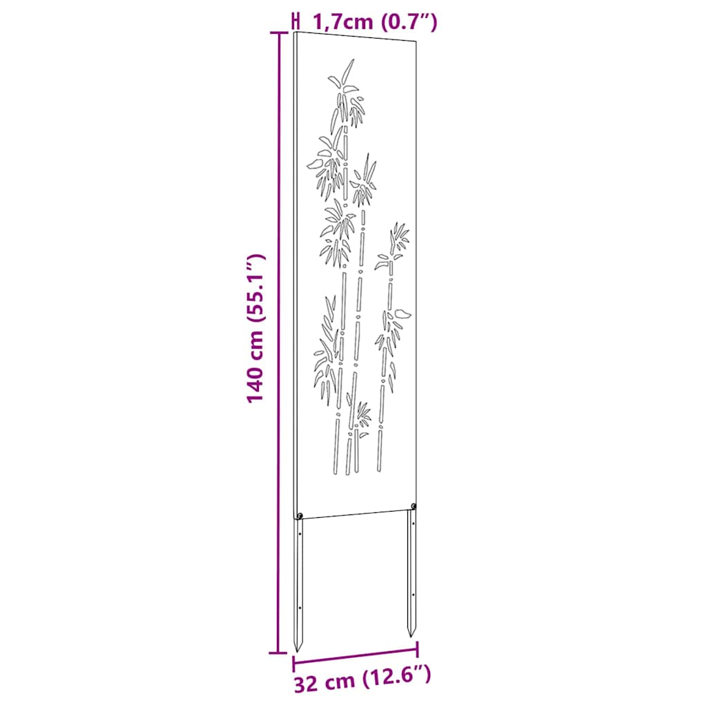 Privatnost u vrtu Crna 32 x 140 cm Hladno valjana čelična