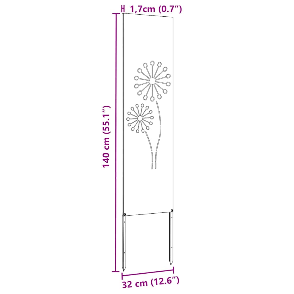 Privatnost u vrtu Crna 32 x 140 cm Hladno valjana čelična
