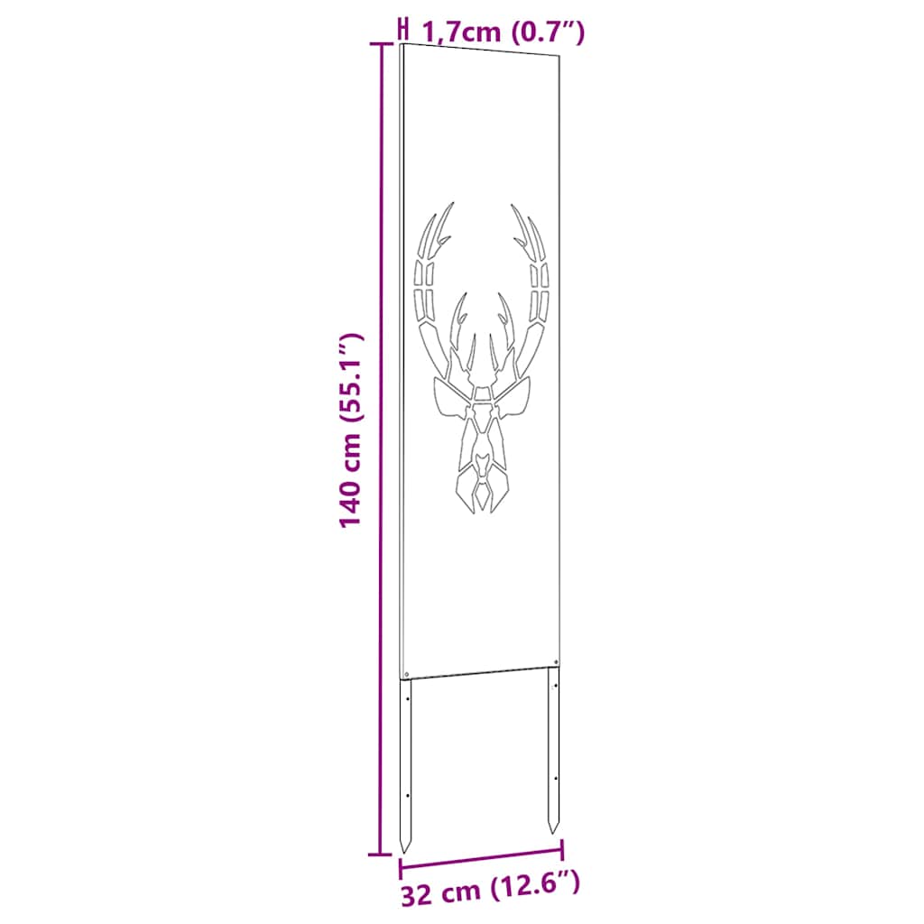 Privatnost u vrtu Crna 32 x 140 cm Hladno valjana čelična