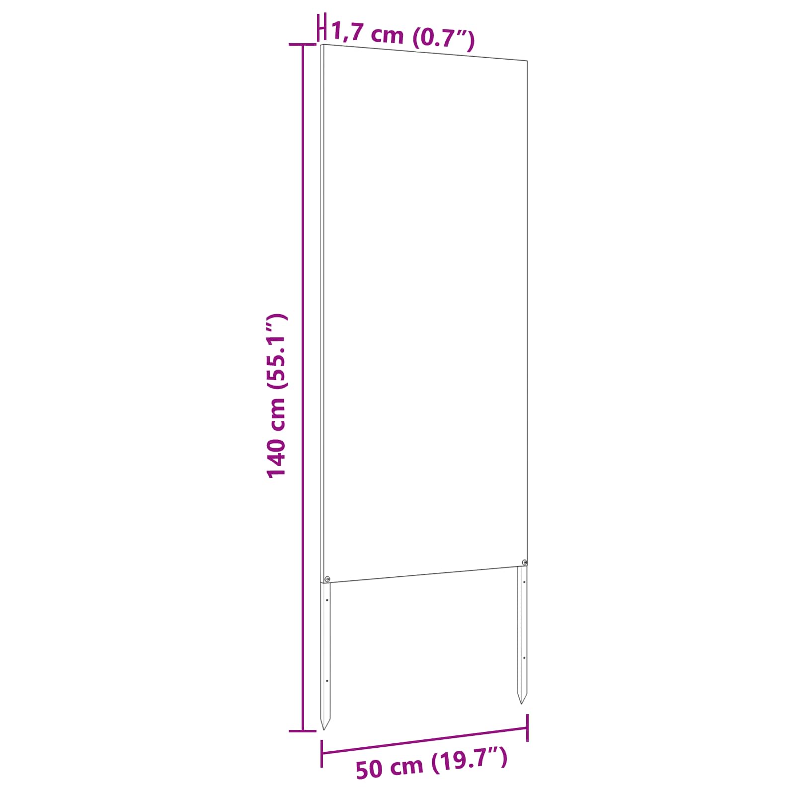 Privatnost u vrtu Crna 50 x 140 cm Hladno valjana čelična