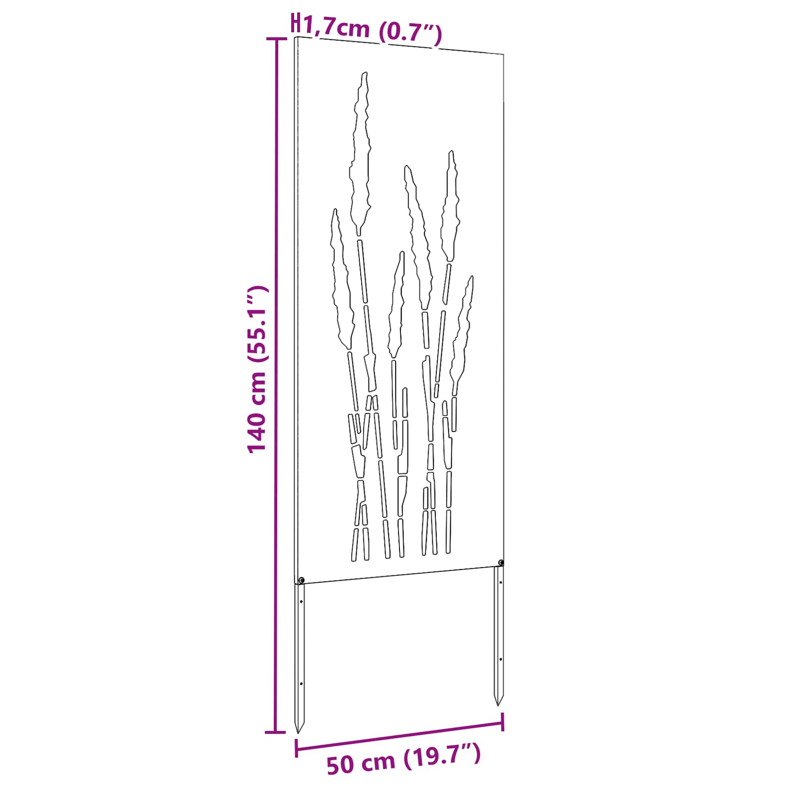 Privatnost u vrtu Bijelo 50 x 140 cm Hladno valjana čelična