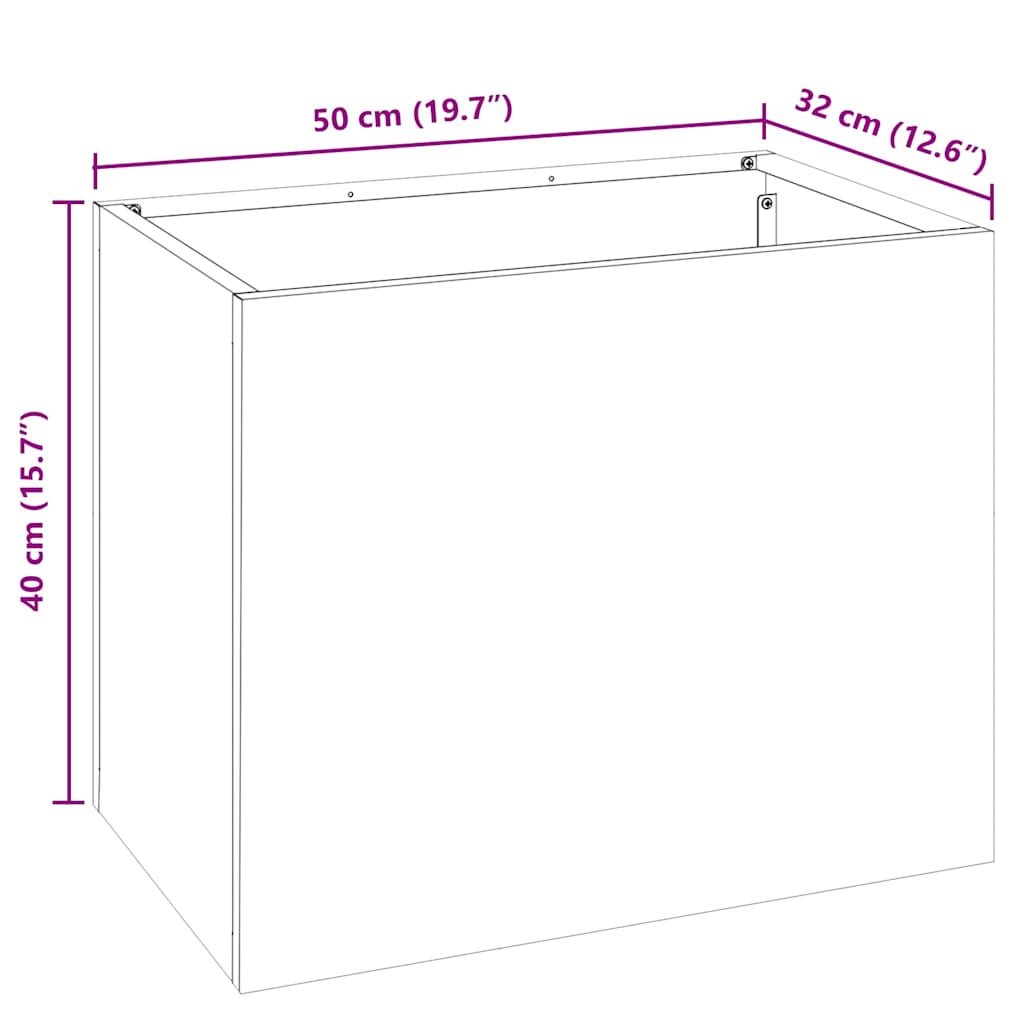 Vrtna saksija Crna 50 x 32 x 40 cm Čelična vrata