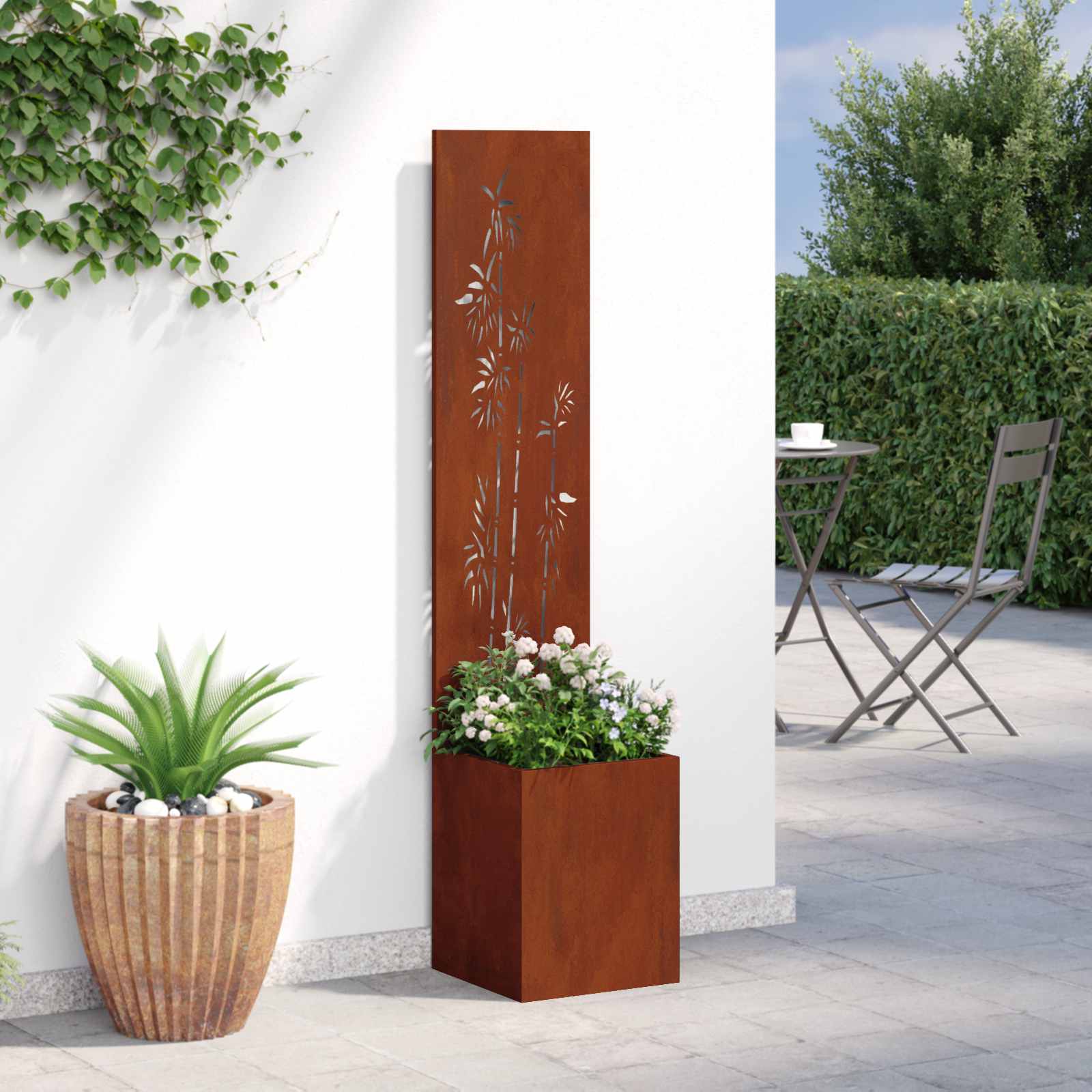 Privatnost u vrtu Cvjetni Rđa 32 x 32 x 150 cm Otporni čelik