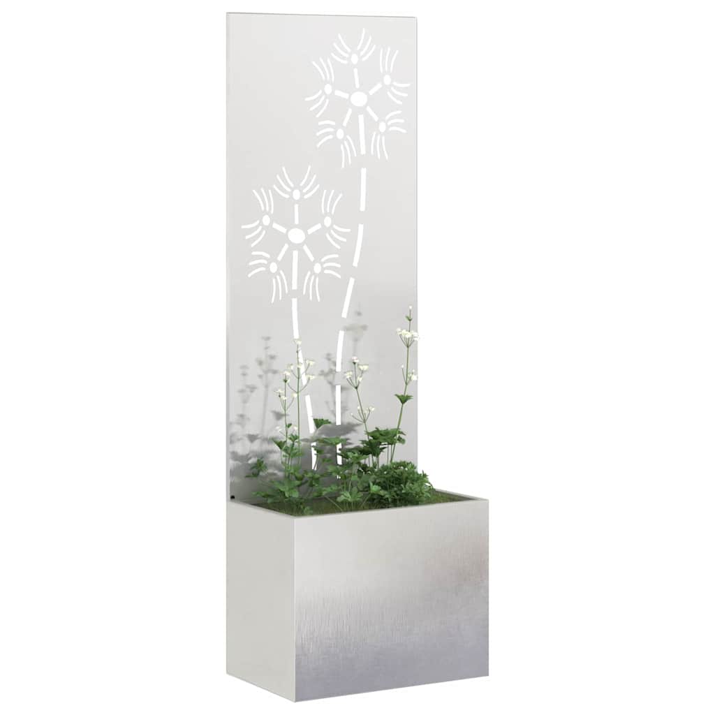 Privatnost u vrtu Cvjetni Srebrna 50 x 150 cm Nehrđajući čelik