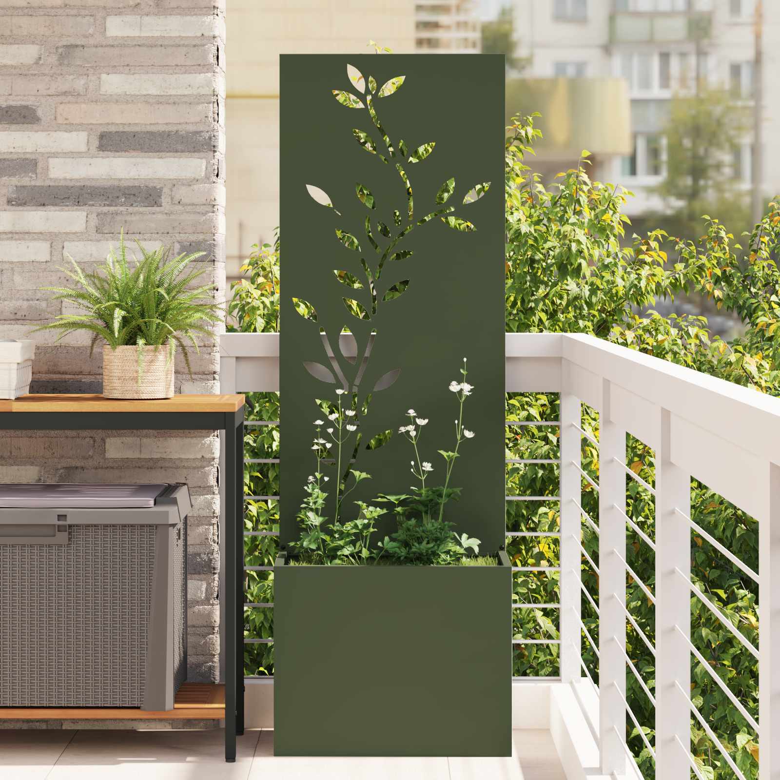 Privatnost u vrtu Cvjetni Maslinovo zelena 50 x 150 cm