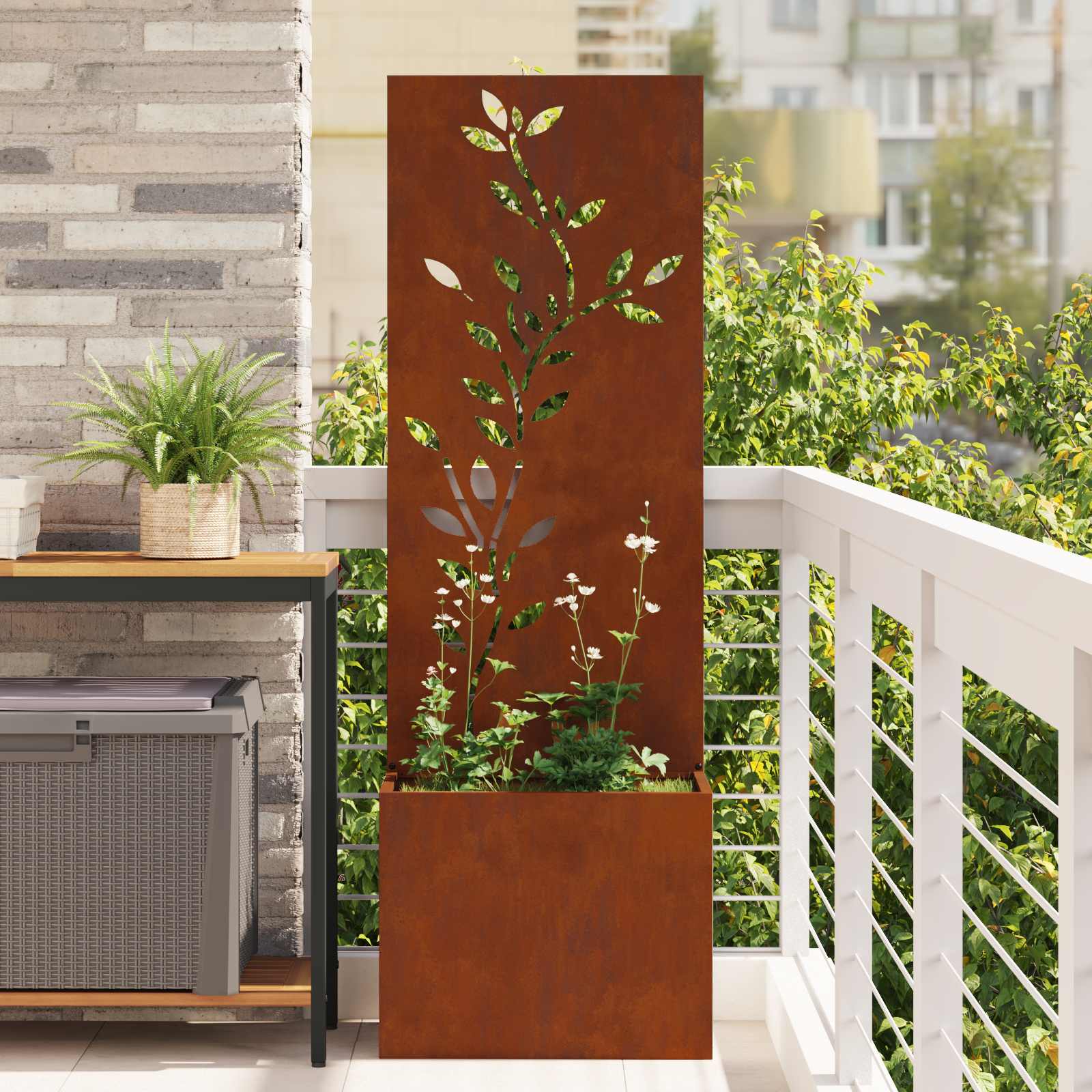 Privatnost u vrtu Cvjetni Rđa 50 x 140 cm Otporni čelik