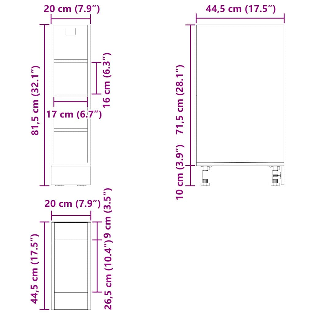 Kuhinjska baza ormarića Crni hrast 20 x 44,5 x 81,5 cm