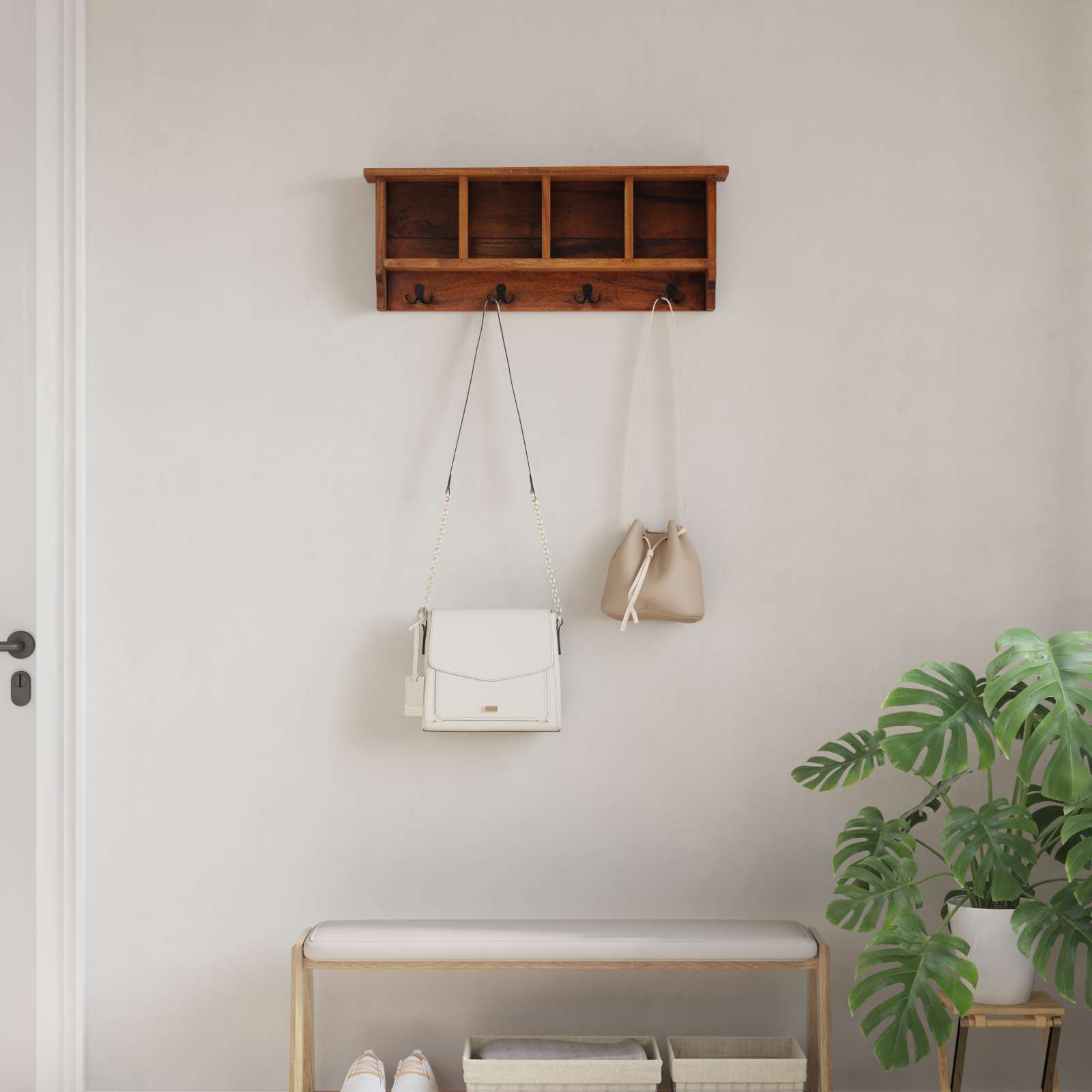 Vješalica Smeđa 70 x 11 x 27 cm Čvrsto mahagonijsko drvo