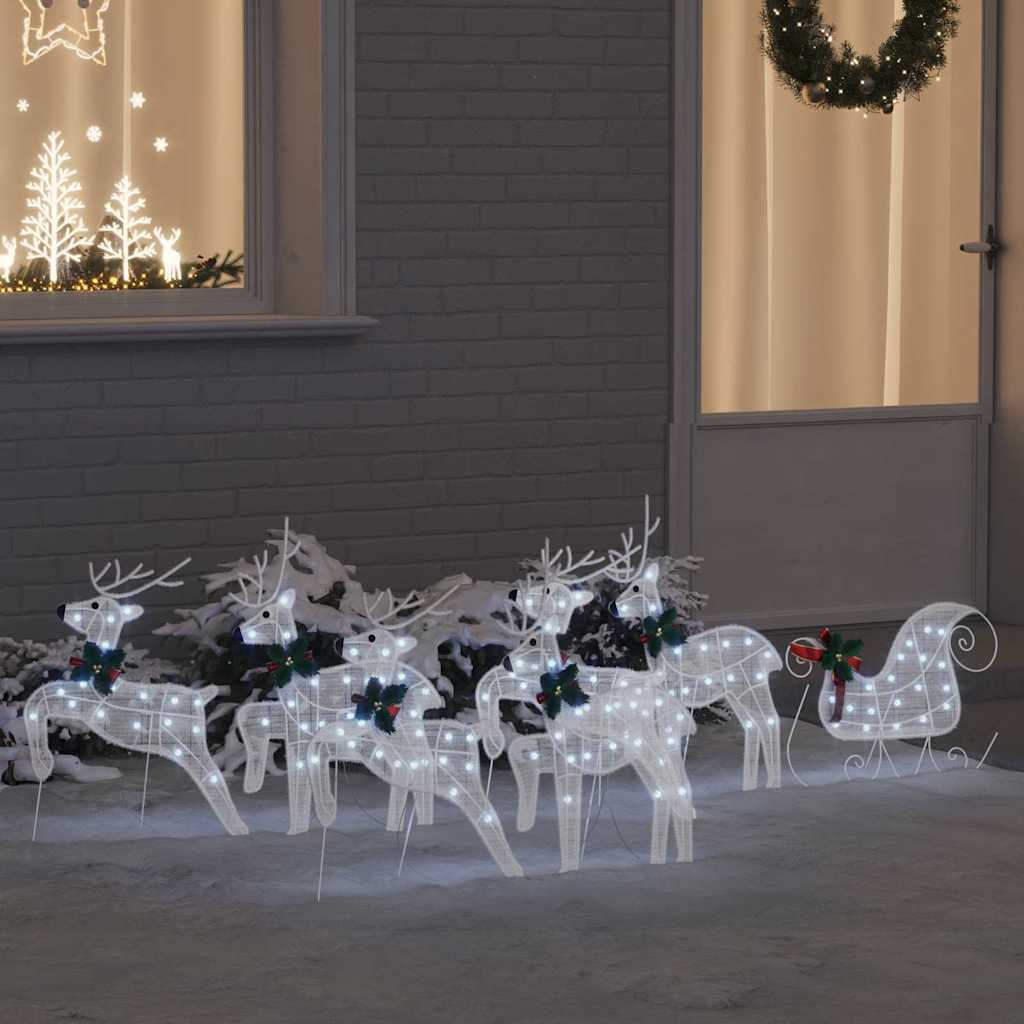 LED Riječni jeleni 7 pcs Bijelo tkanina