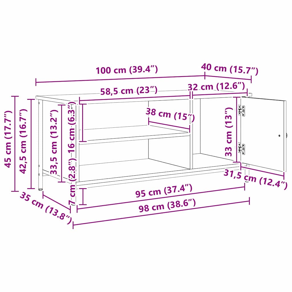 TV ormar Staro drvo 100 x 40 x 45 cm Konstruirano drvo