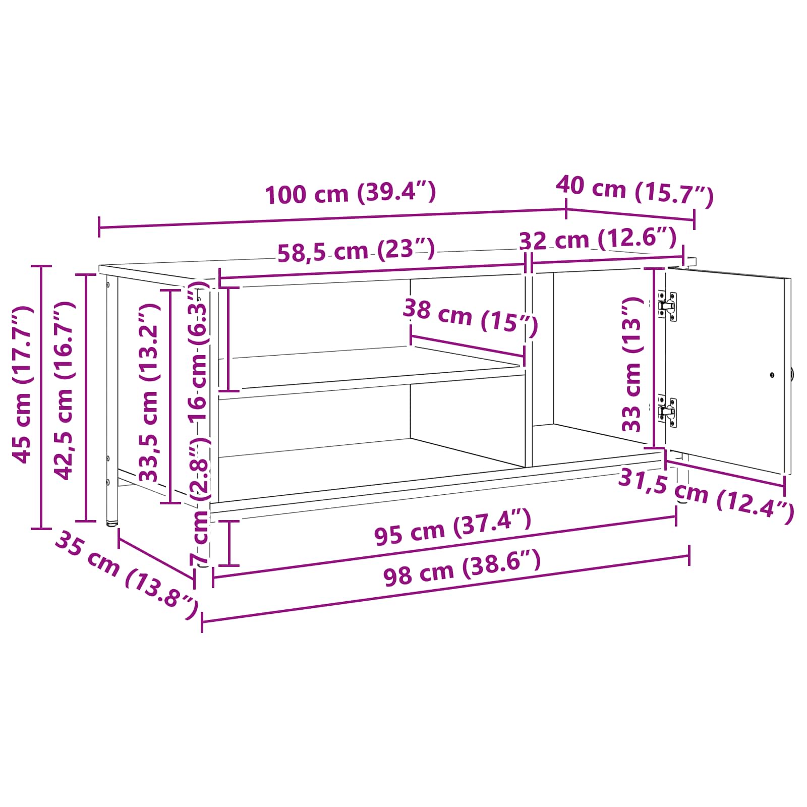 TV ormar Staro drvo 100 x 40 x 45 cm Konstruirano drvo