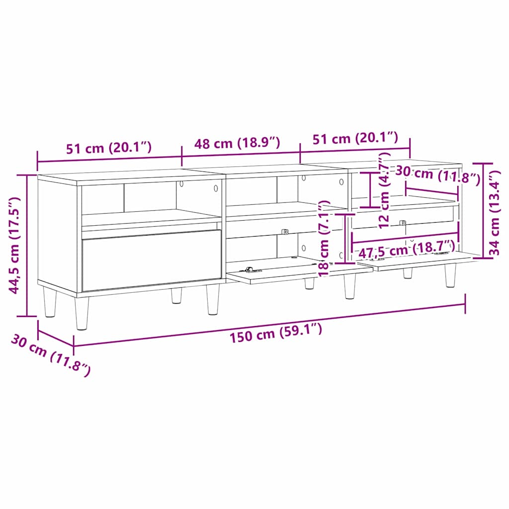 TV ormar Staro drvo 150 x 30 x 45 cm Konstruirano drvo