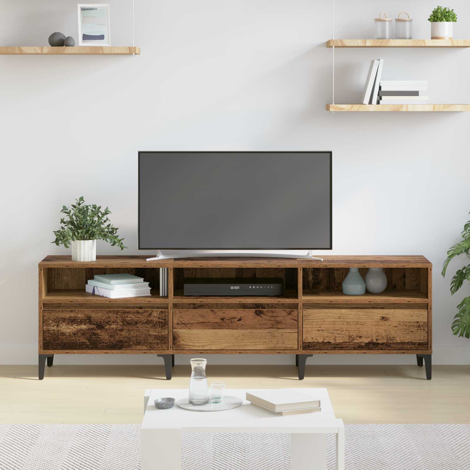 TV ormar Staro drvo 150 x 30 x 45 cm Obrađeno drvo i čelik