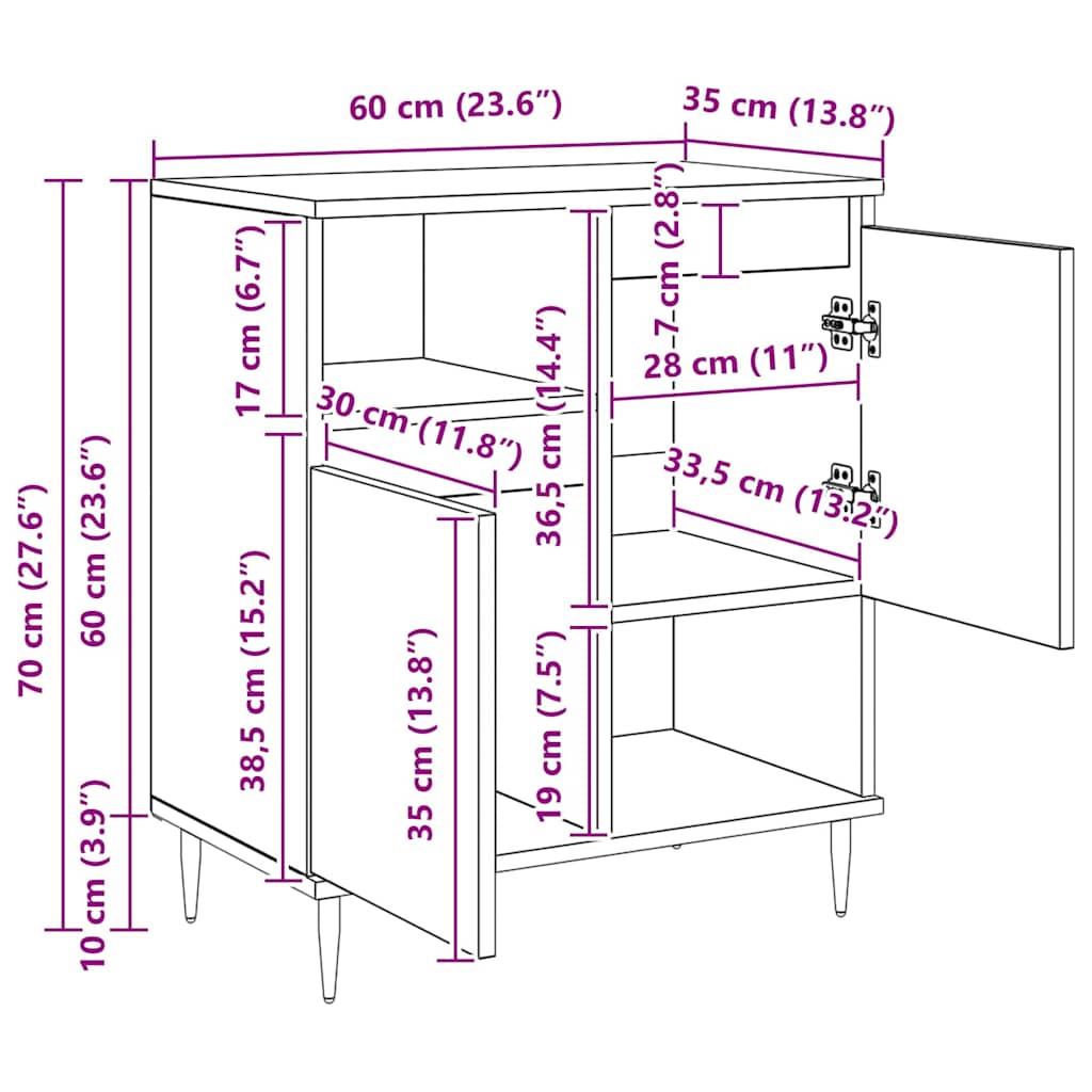 Kreveta Crni hrast 60 x 35 x 70 cm
