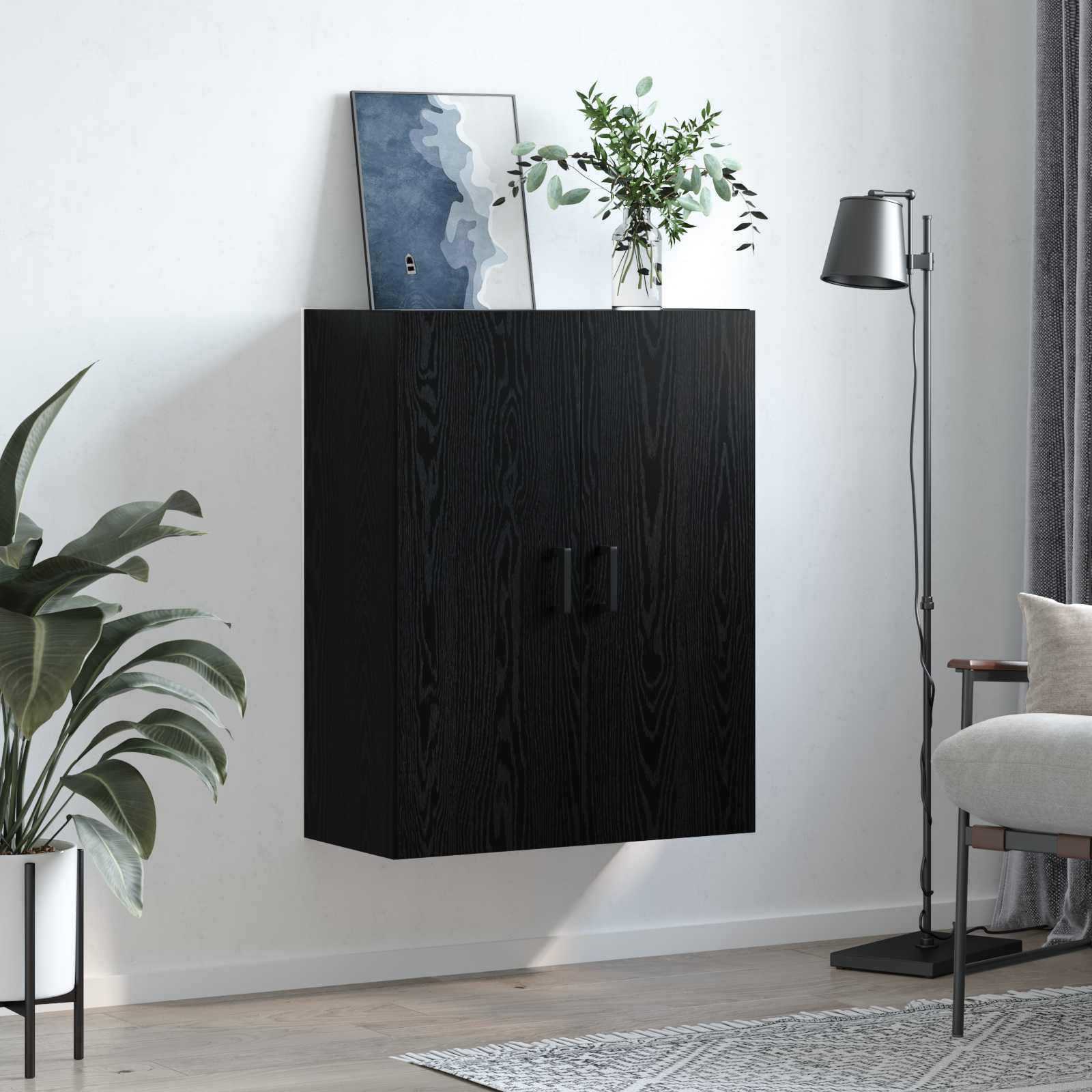 Ormar za Zid Crni hrast 69,5 x 34 x 90 cm Konstruirano drvo