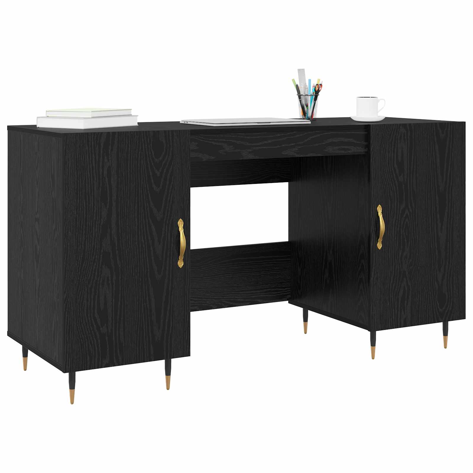 Stol s policom Crni hrast 140 x 50 x 75 cm Konstruirano drvo
