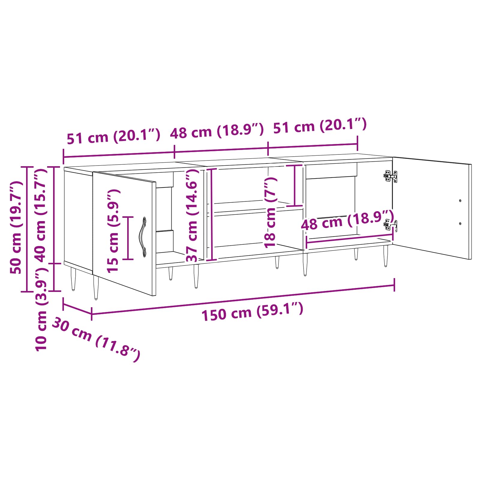 TV ormar Crni hrast 150 x 30 x 50 cm Konstruirano drvo