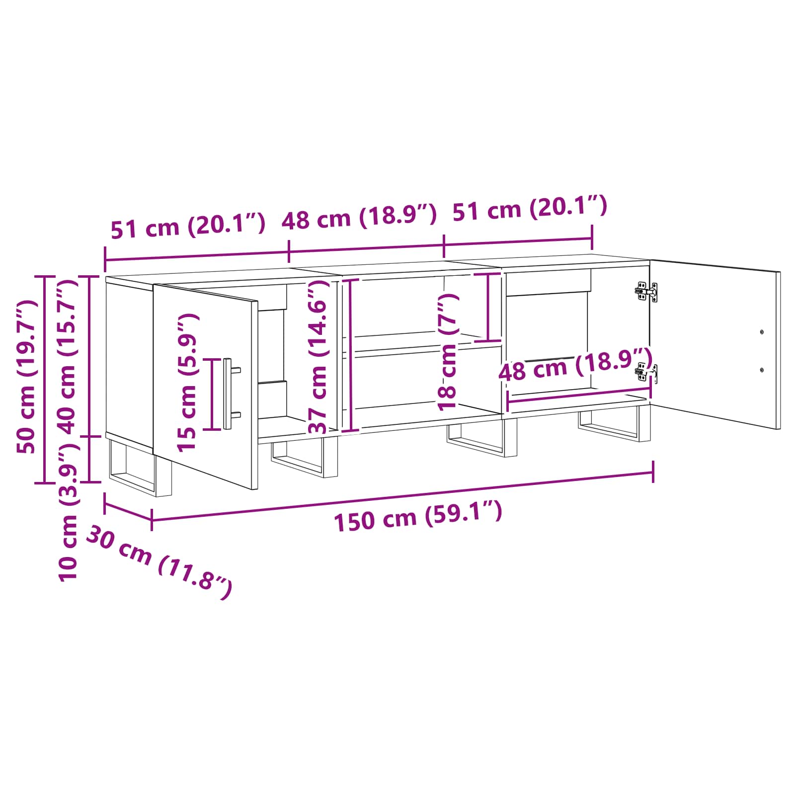 TV ormar Umjetnički hrast 150 x 30 x 50 cm Konstruirano drvo