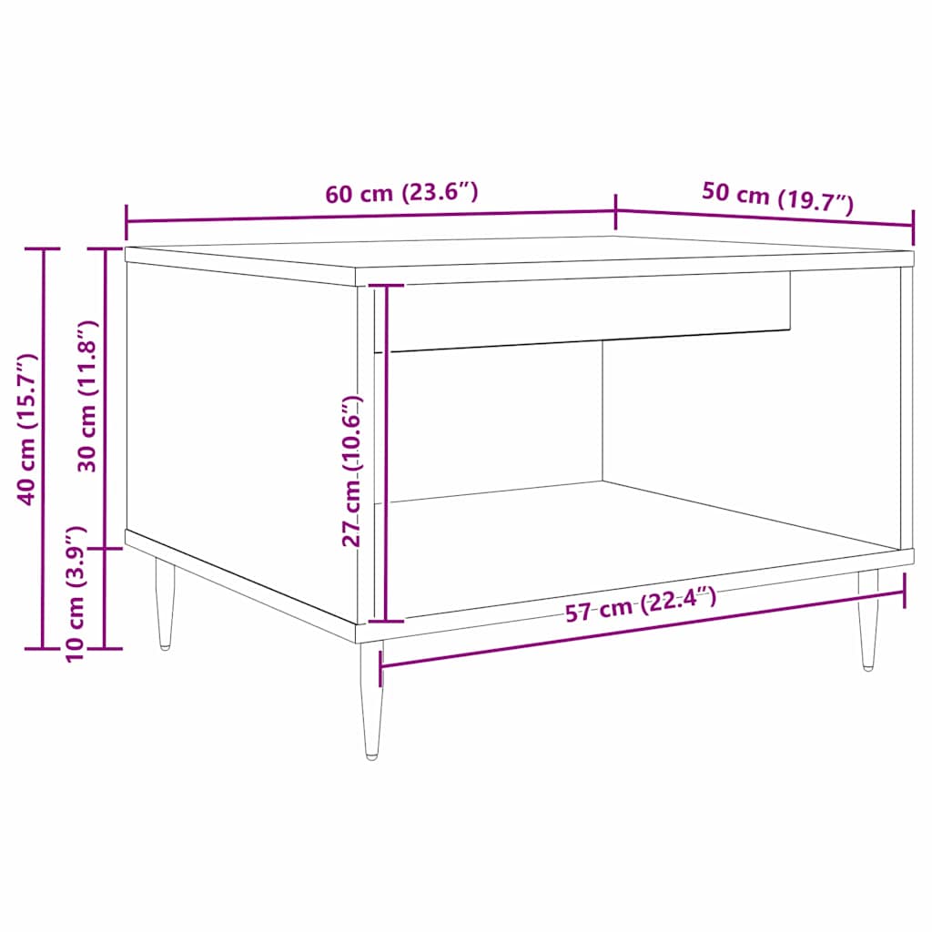 Kava Stol Staro drvo 60 x 50 x 40 cm Konstruirano drvo