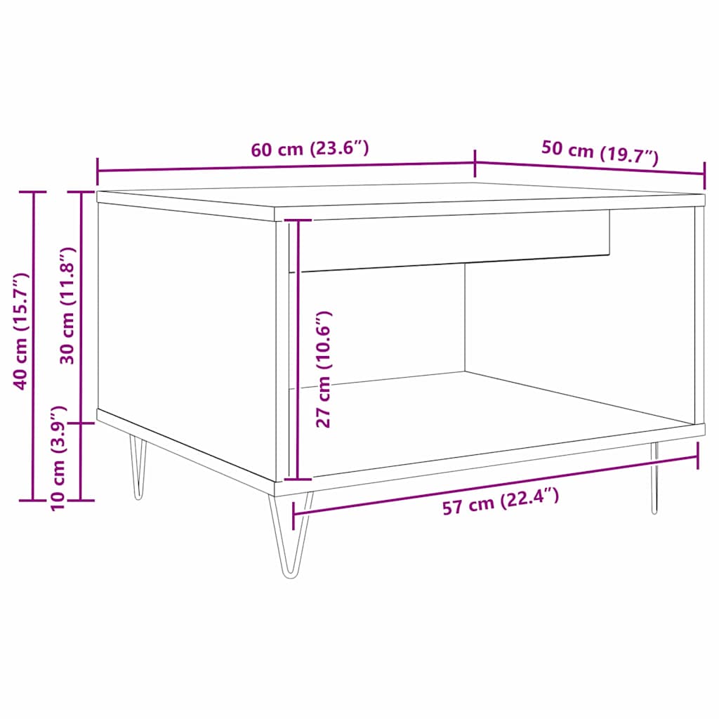 Kava Stol Crni hrast 60 x 50 x 40 cm Konstruirano drvo