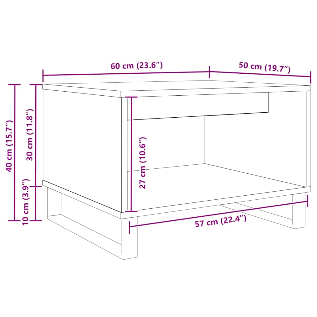 Kava Stol Staro drvo 60 x 50 x 40 cm Konstruirano drvo