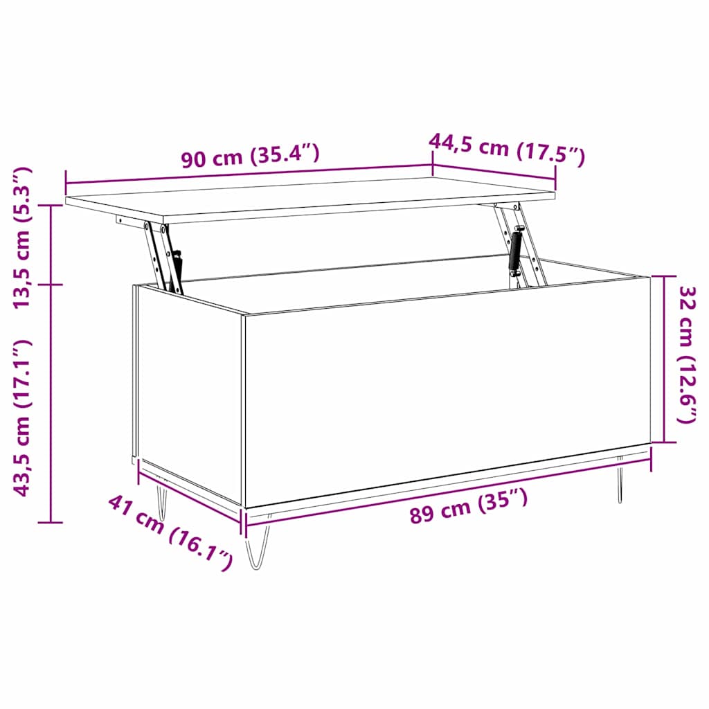 Stolić za kavu Crni hrast 90 x 44.5 x 45 cm Konstruirano drvo