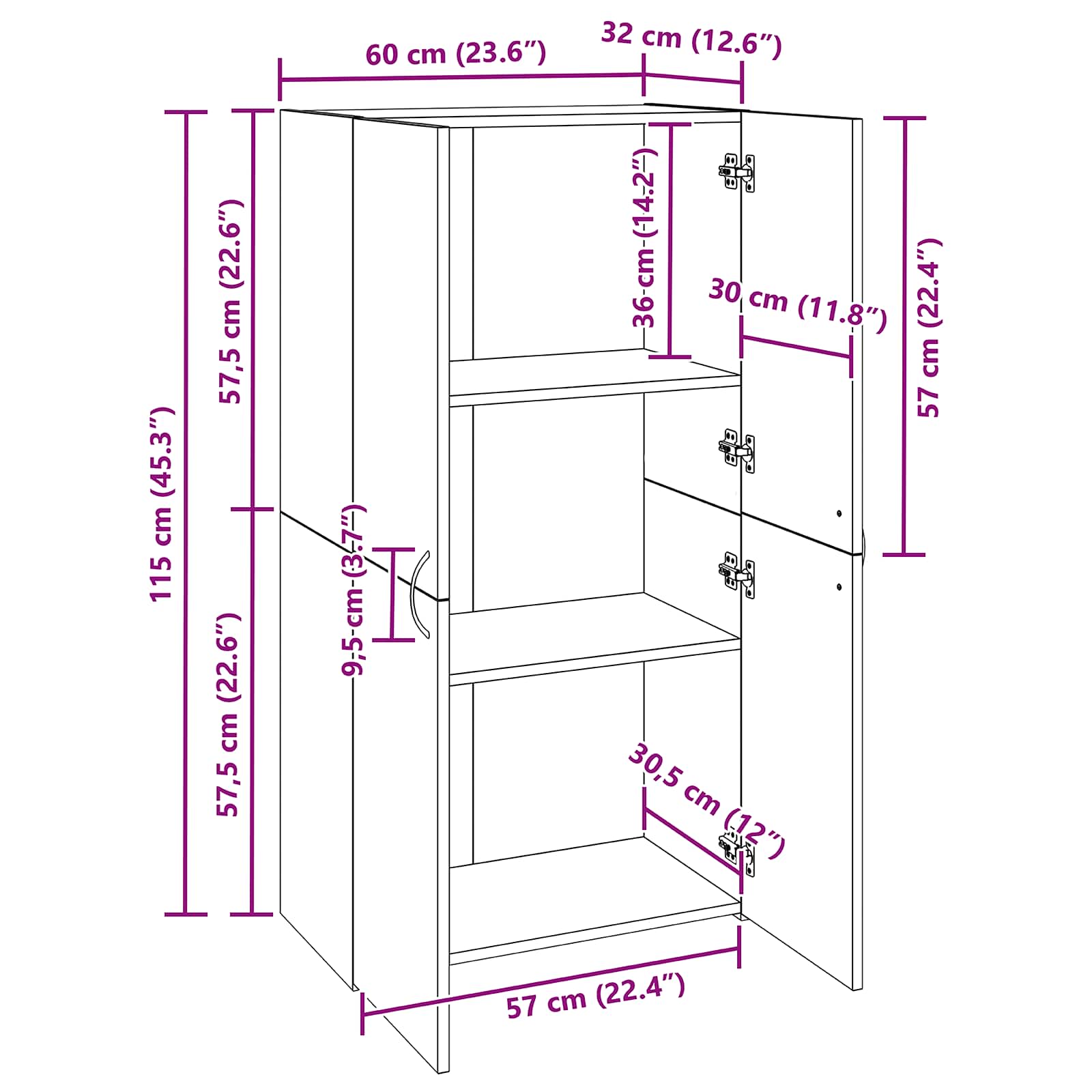 Uredski ormar Crni hrast 60 x 32 x 115 cm Konstruirano drvo