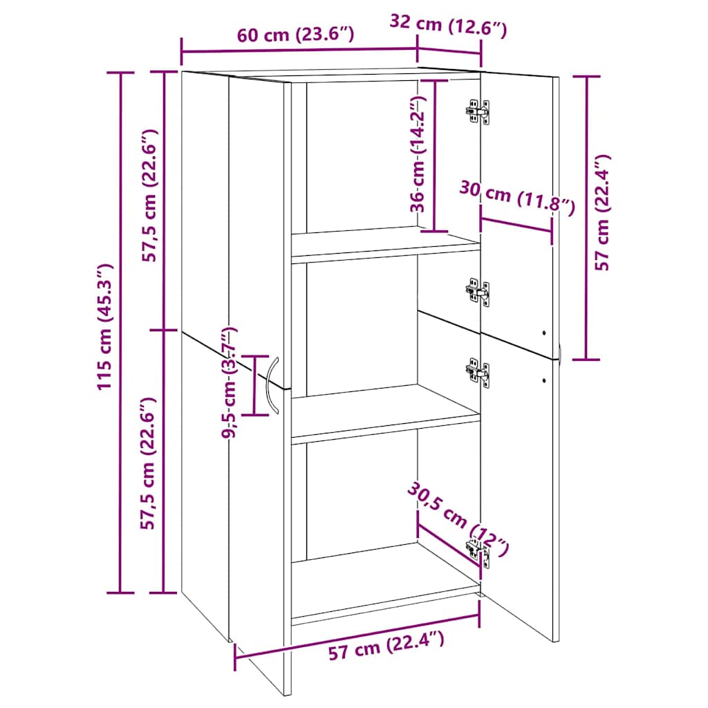 Uredski ormar Staro drvo 60 x 32 x 115 cm Konstruirano drvo