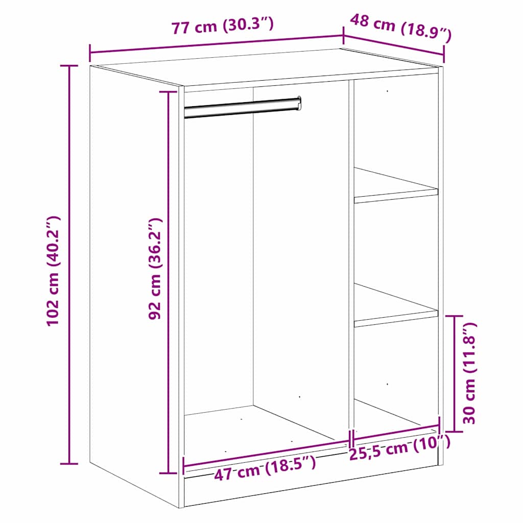 Ormarić s policom s pohranom Crni hrast 77 x 48 x 102 cm