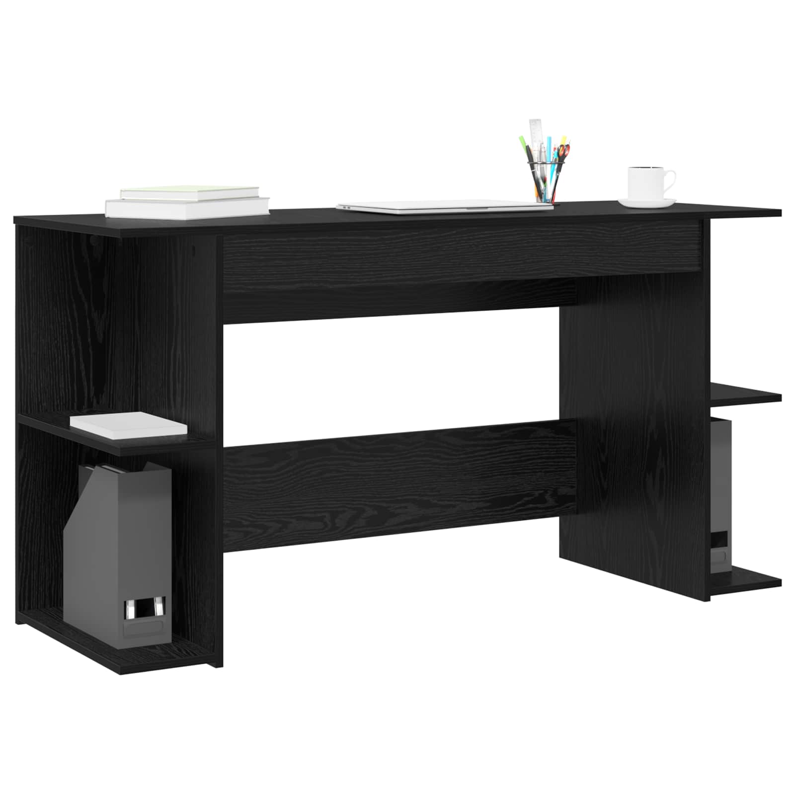 Stol s policom Crni hrast 140 x 50 x 75 cm Konstruirano drvo