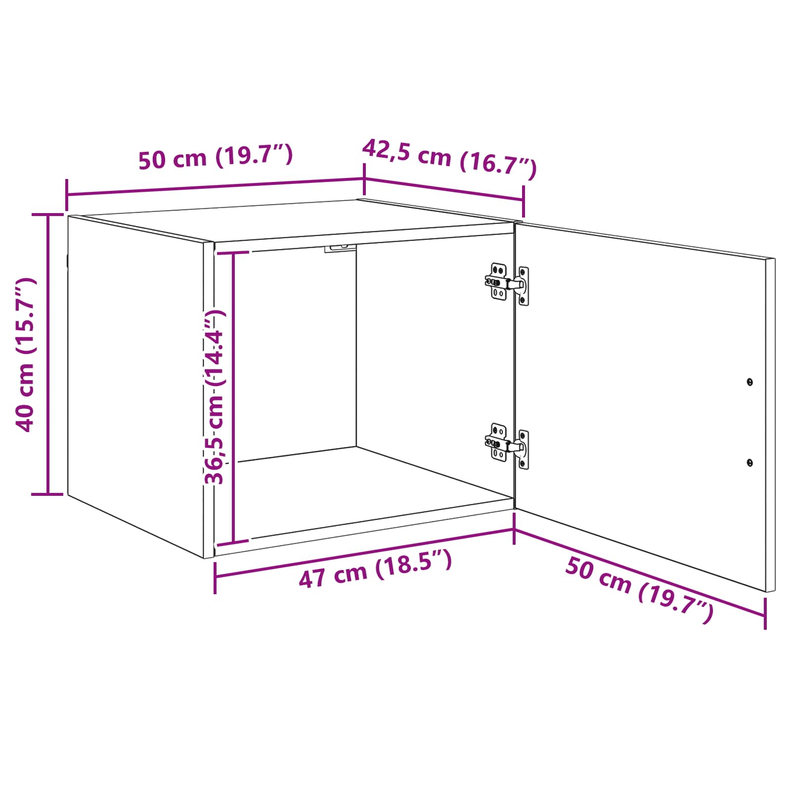 Ormar za Zid Crni hrast 50 x 42.5 x 40 cm Konstruirano drvo