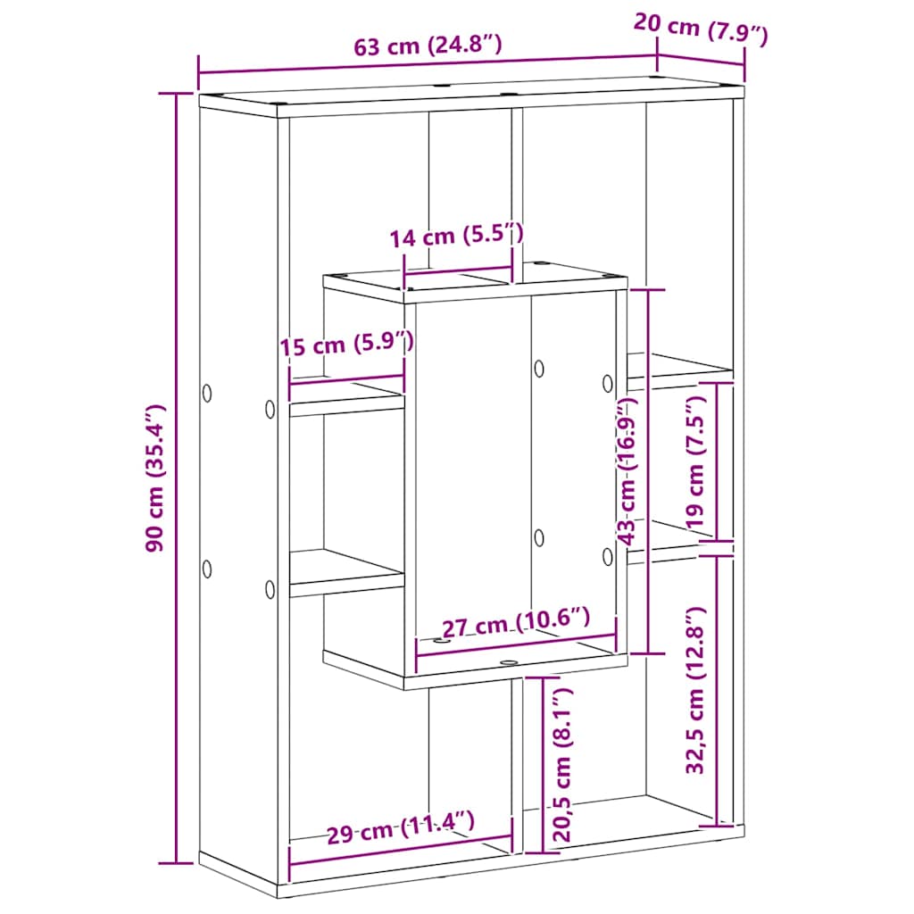 Ormarić za knjige Crni hrast 63 x 20 x 90 cm Konstruirano drvo