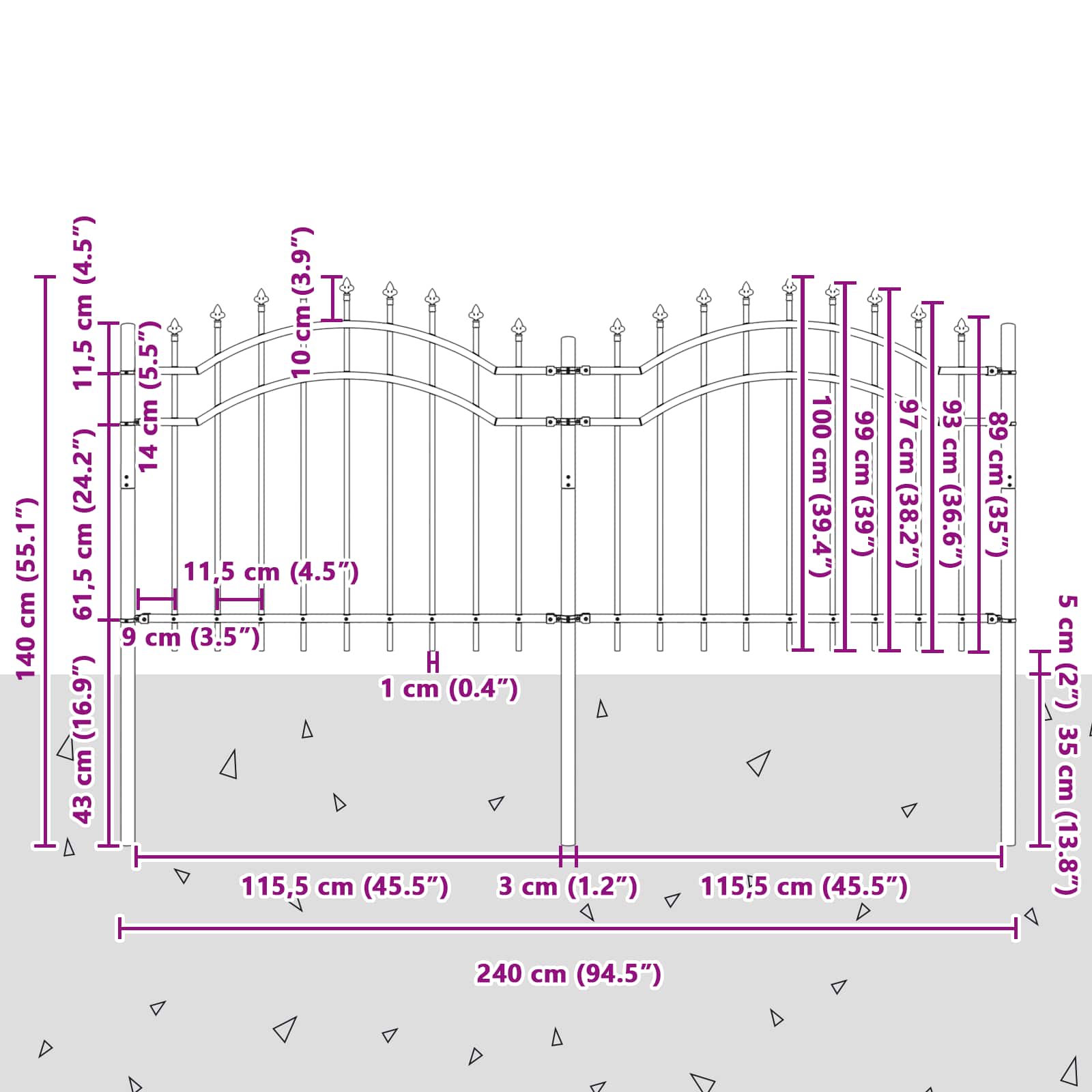 Vrtna Ograda Woerden Siva 240 x 140 cm