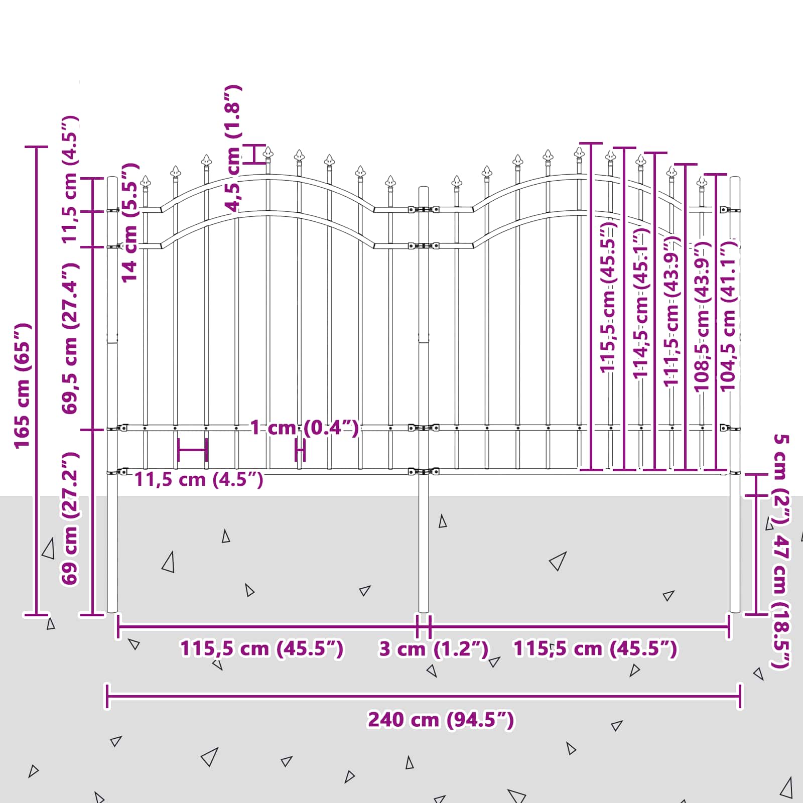 Vrtna Ograda Woerden Siva 240 x 165 cm