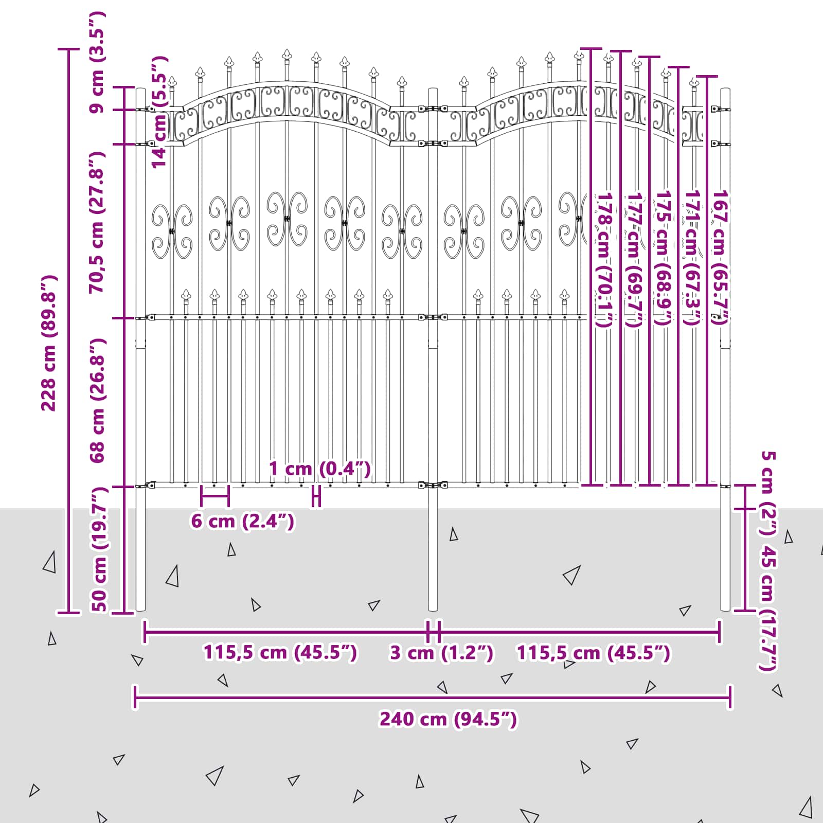 Vrtna Ograda KAMPEN 240 x 228 cm Mesh Siva
