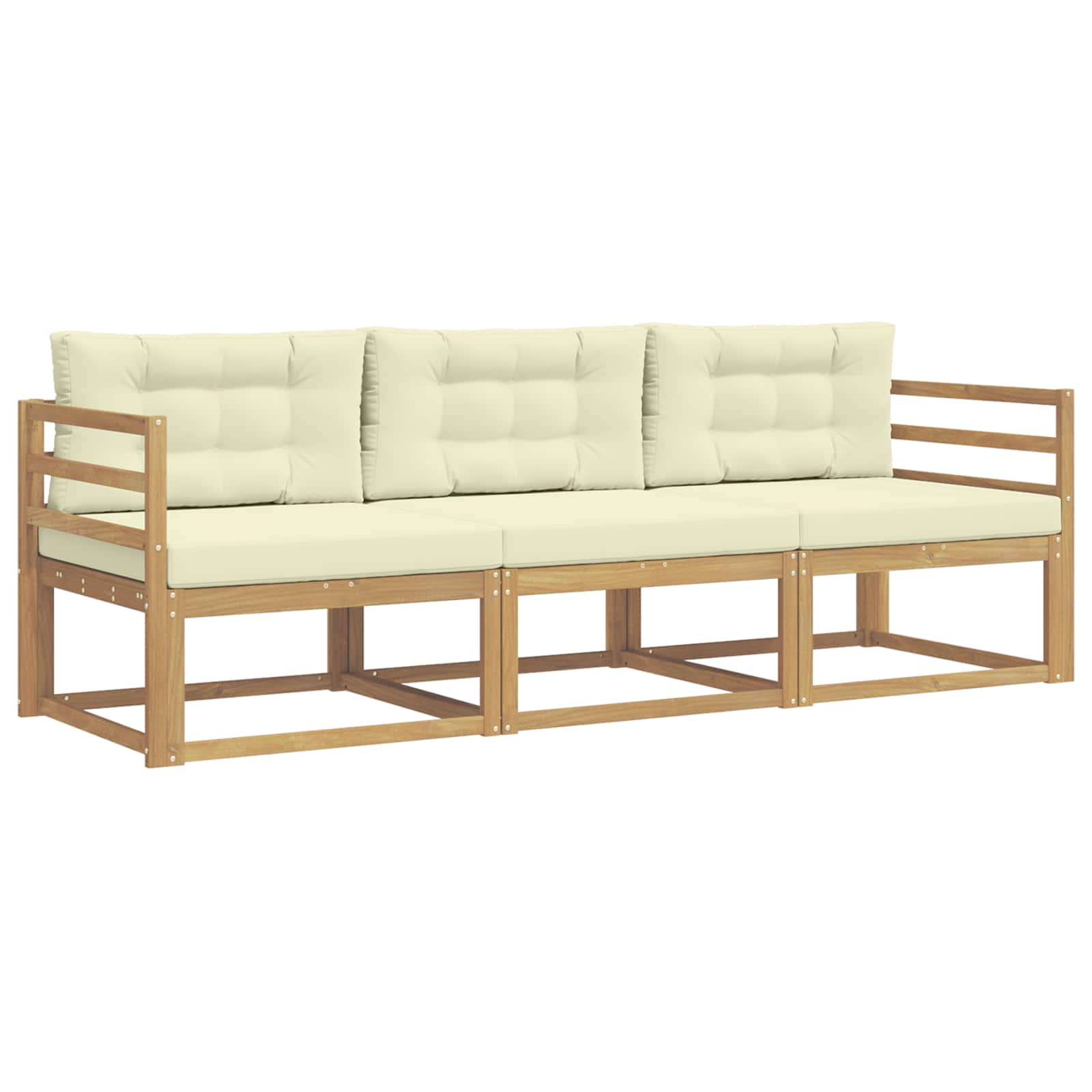 Set vanjskih sofa s jastukom 3 pcs Bijela i krem Poliester