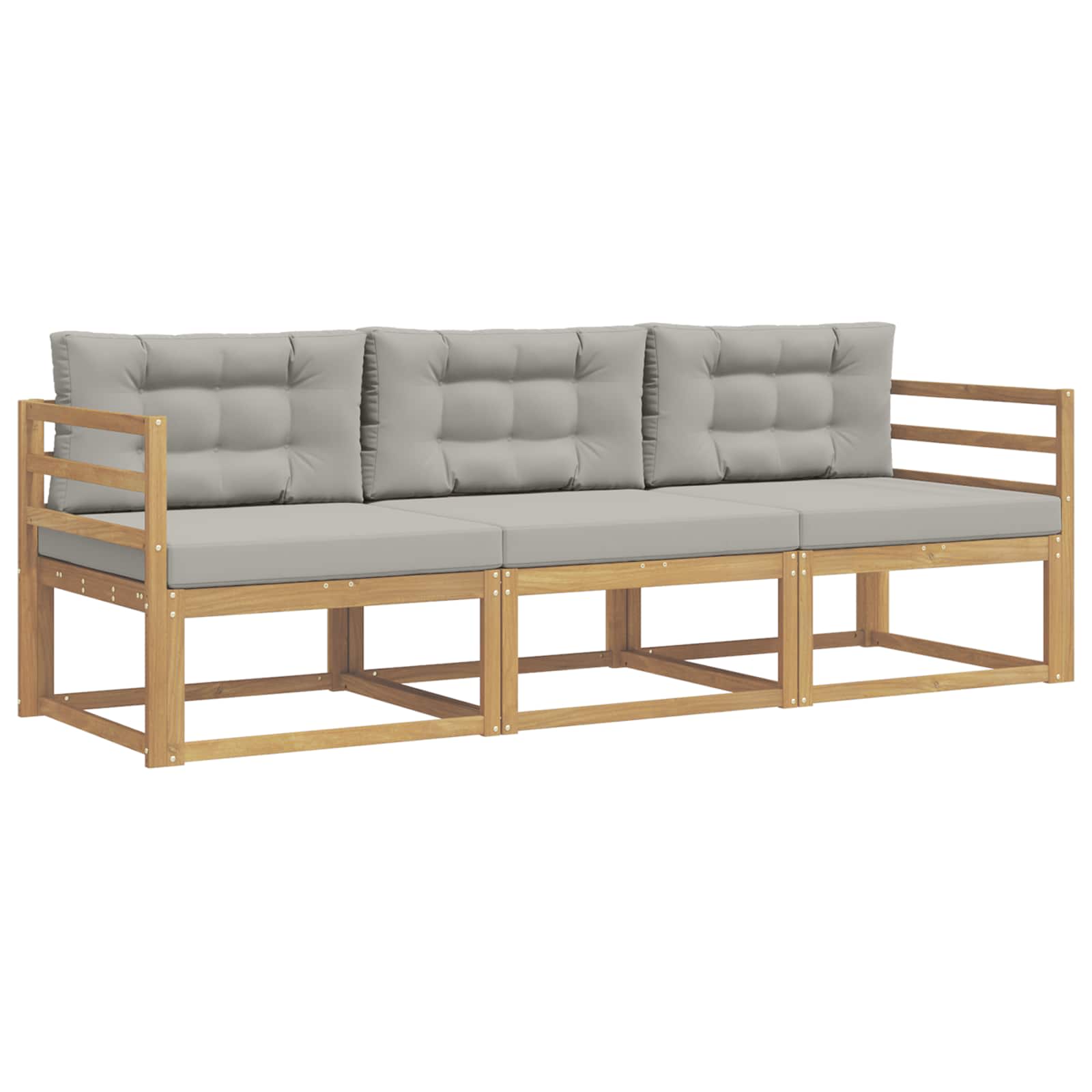 Set vanjskih sofa 3 pcs Bijela i svjetlosiva Poliester